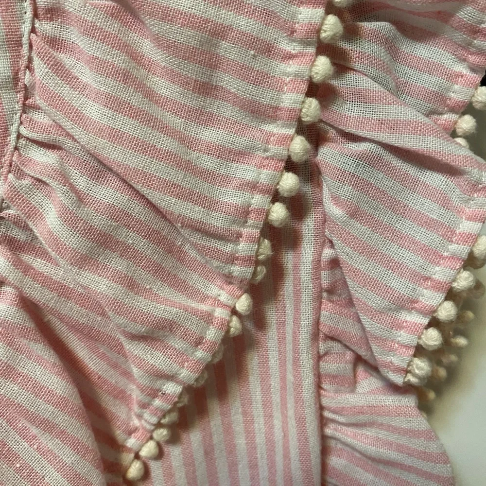 THML Pink Striped Embroidered Ruffle Top - Picture 9 of 9